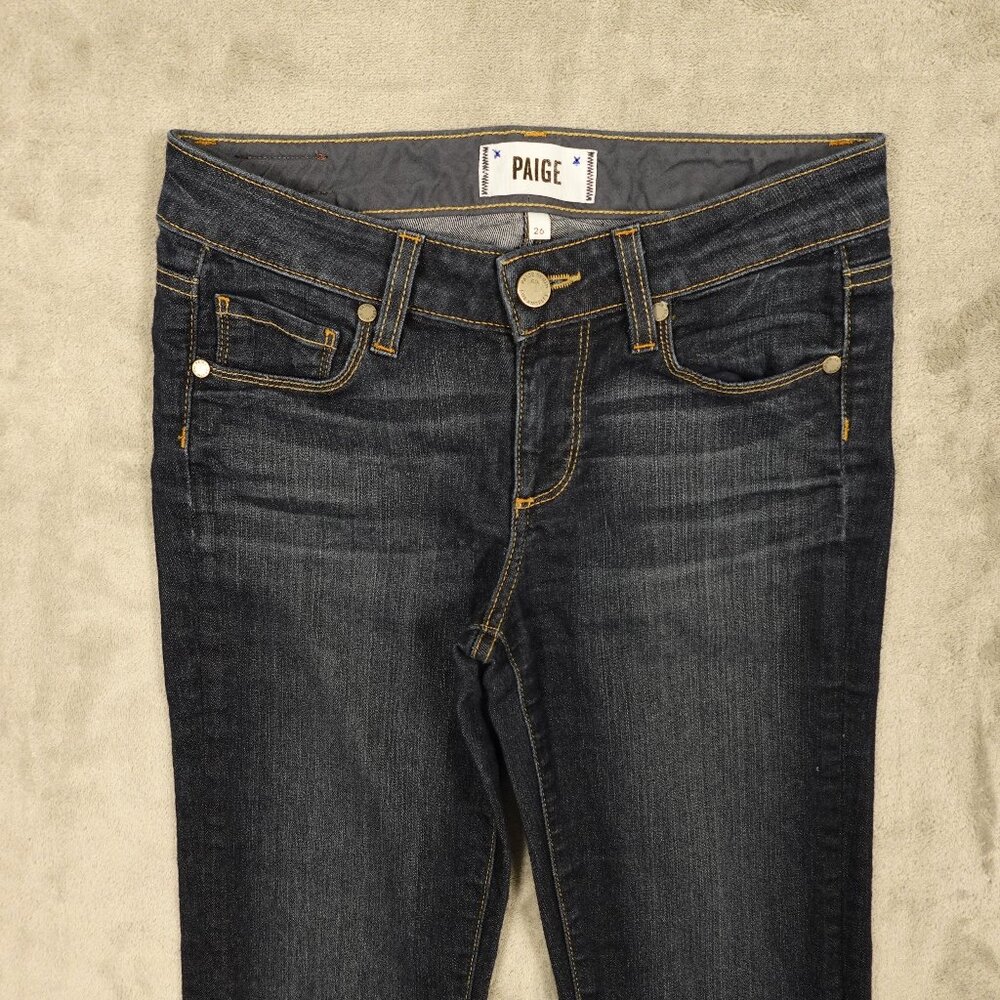 PAIGE Indigo Stream Mid Rise Straight Leg Jeans 26 - Picture 2 of 13